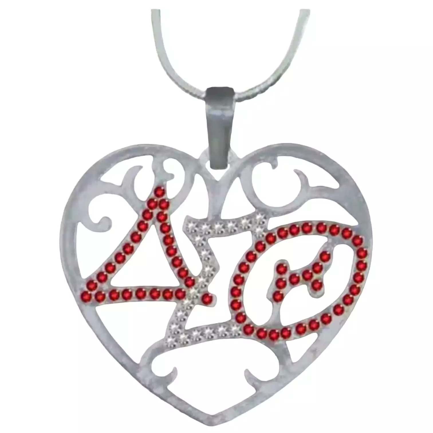 Delta Sigma Theta Austrian Crystal Heart Necklace