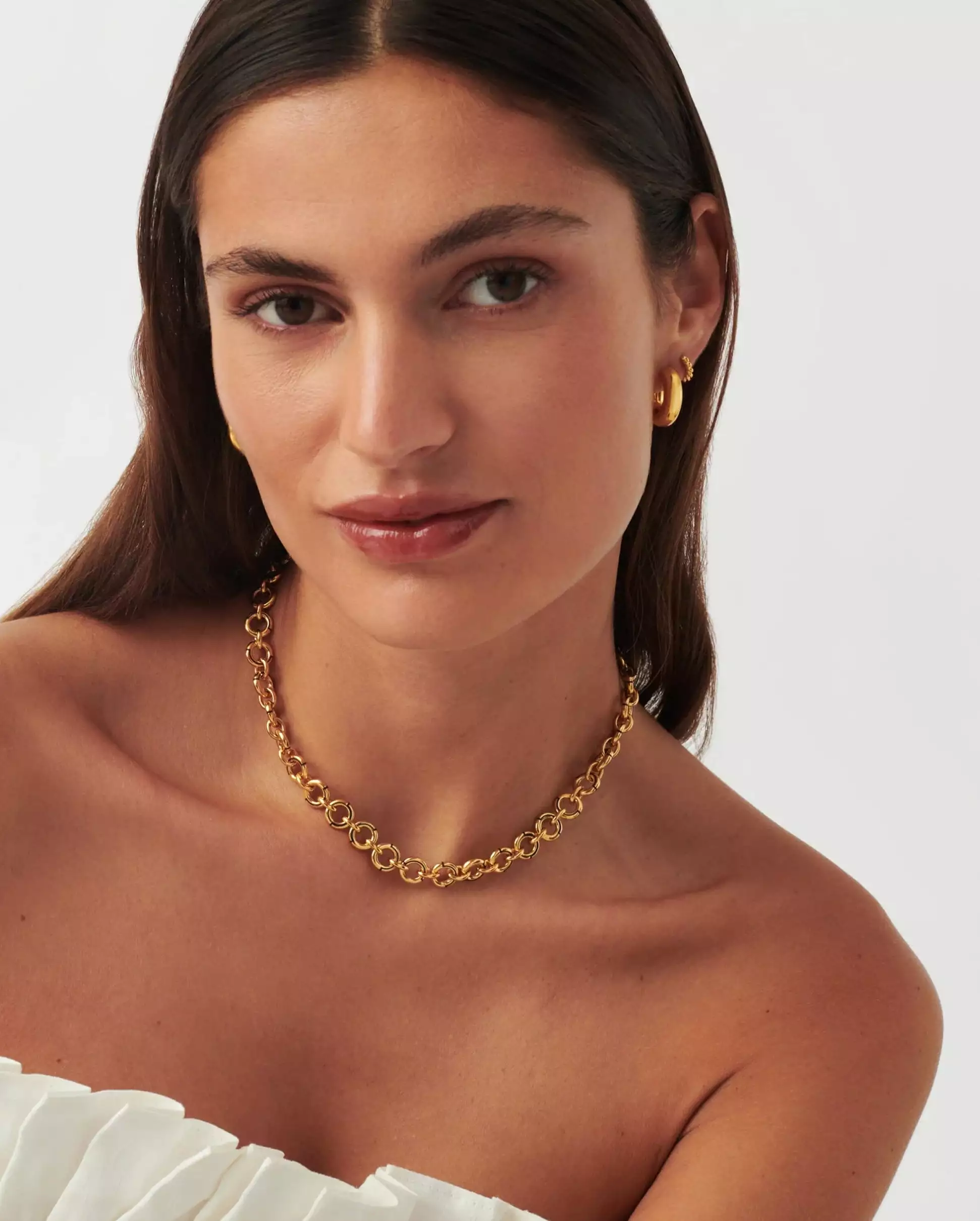 ENAMEL BYLINE LINK CHUNKY CHAIN CHOKER / GOLD