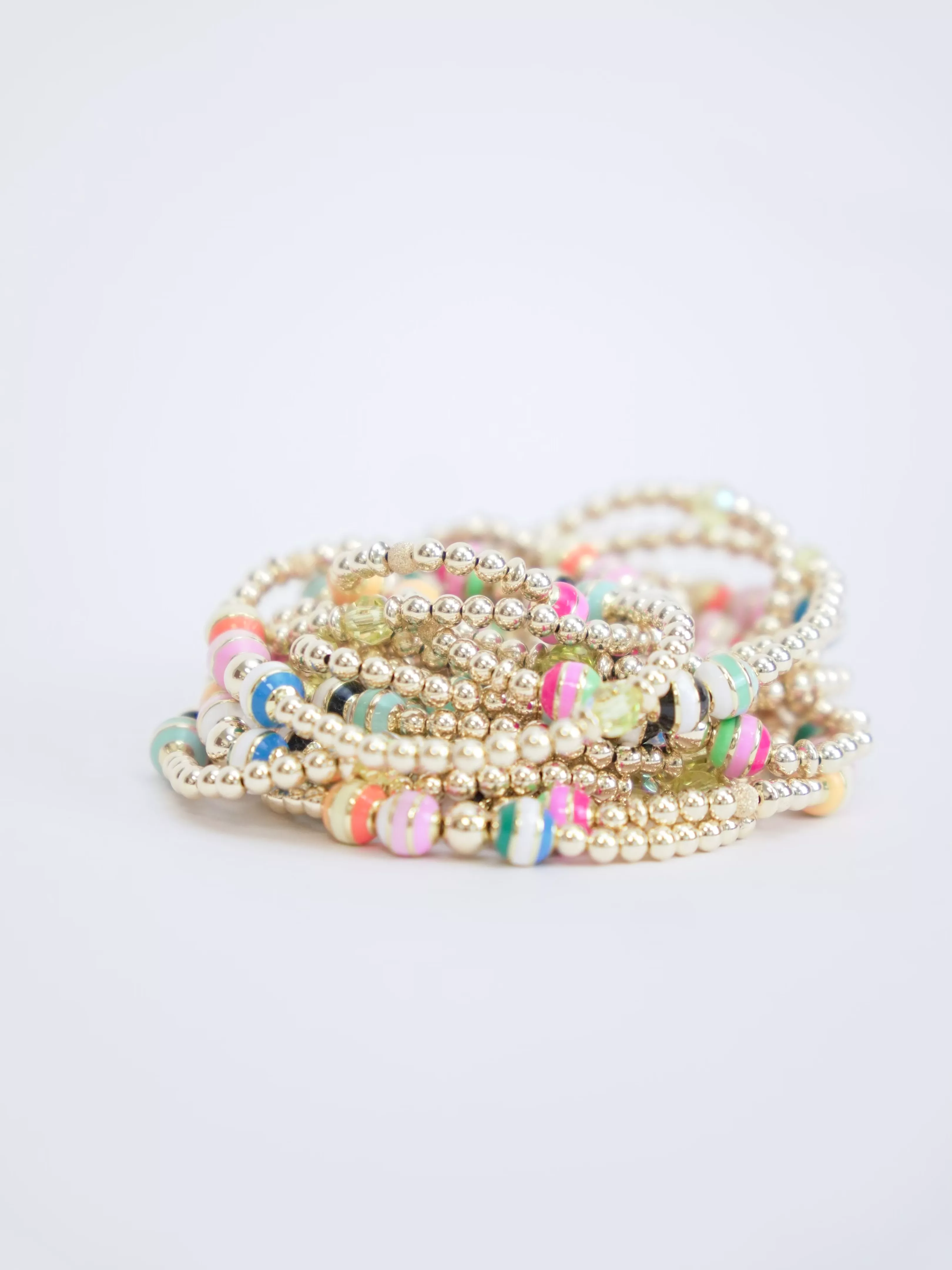 Enamel Striped Metal Beads Bracelet