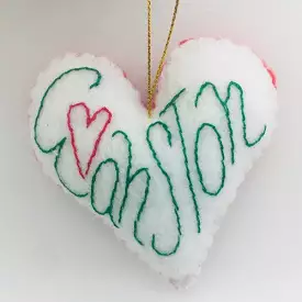 Evanston Heart Embroidered Felt Ornament