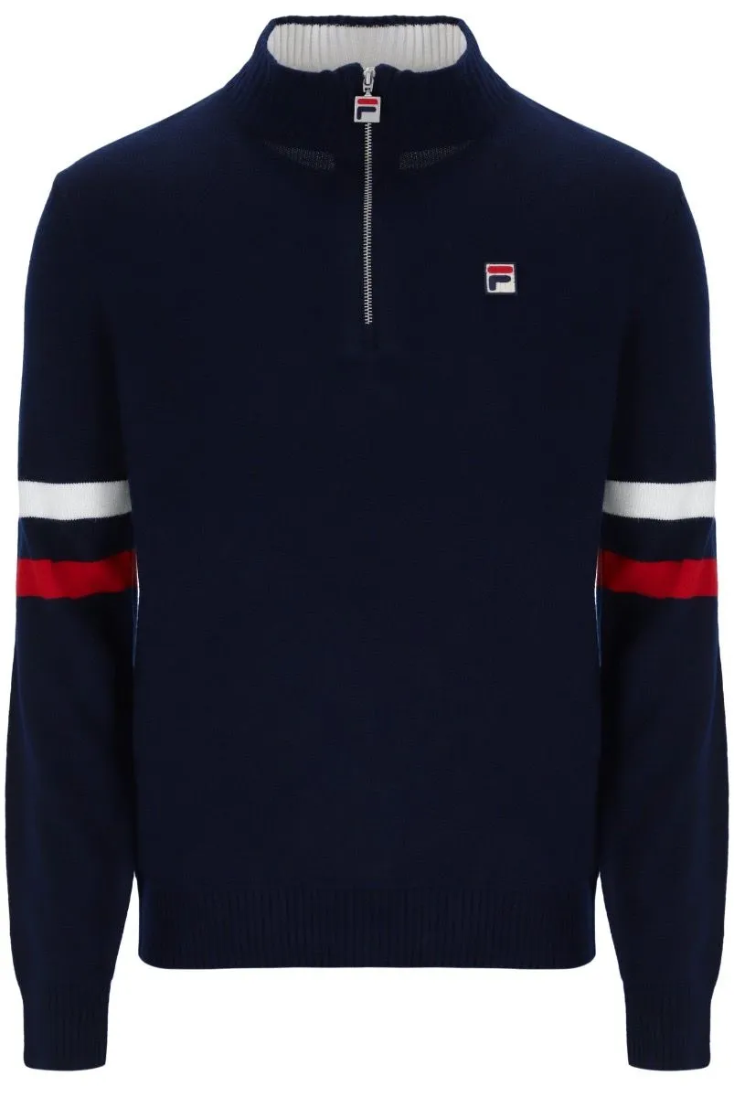 Fila Harrison Quarter Zip Jumper Navy/White/Red