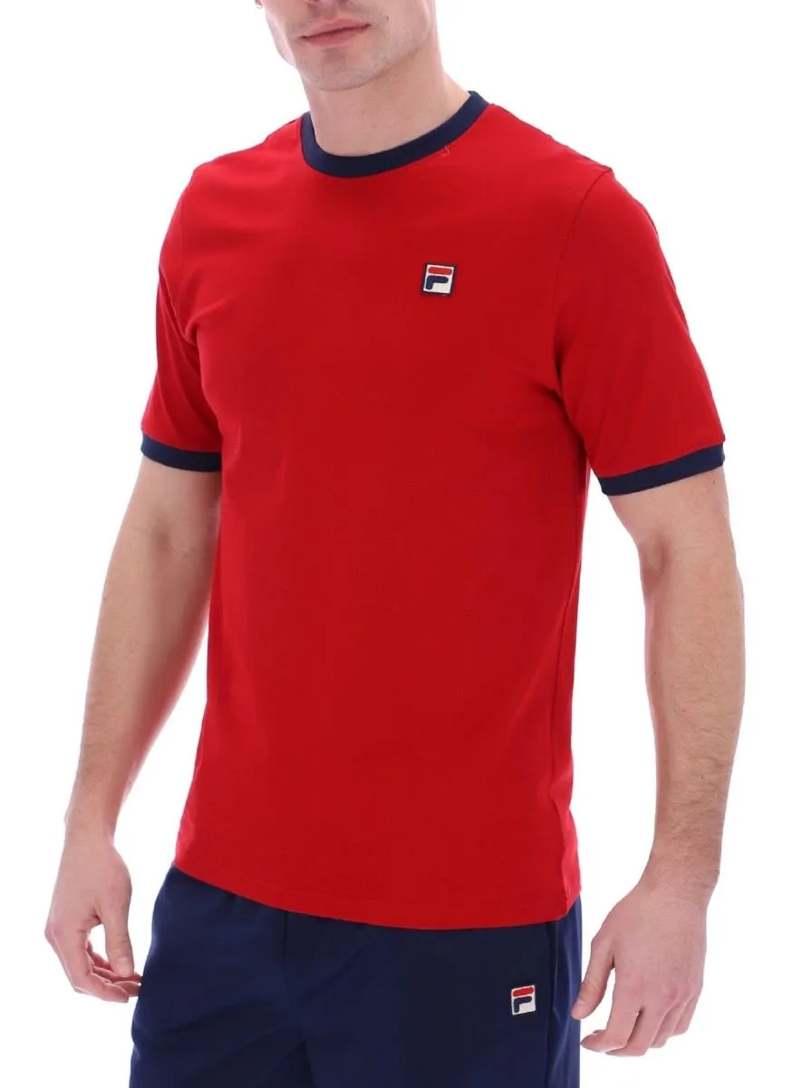 Fila Marconi Logo Crew Neck T-Shirt Equestrian Red/Navy