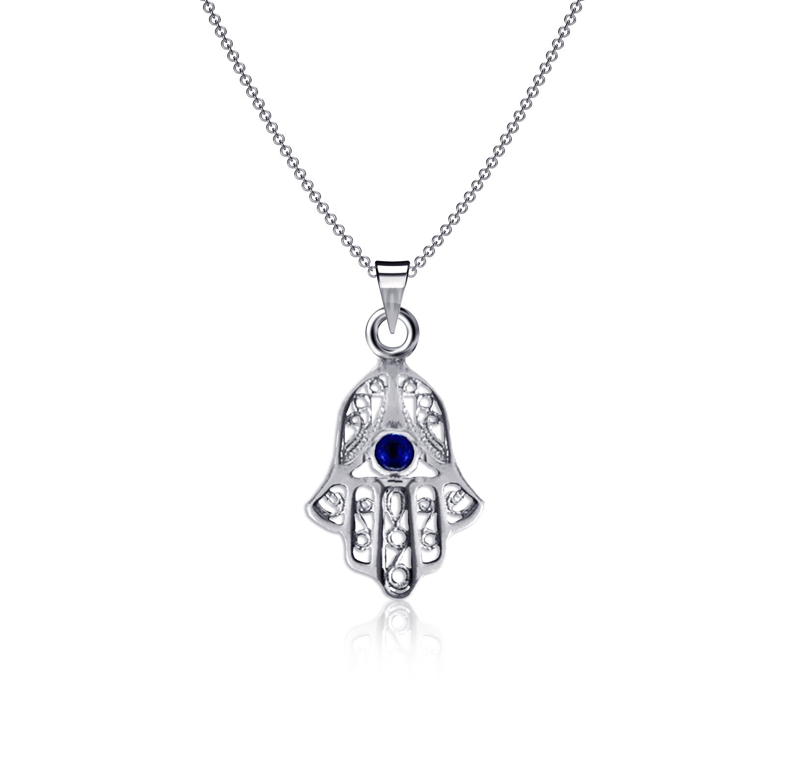 Filigree Hamsa Necklace - Silver