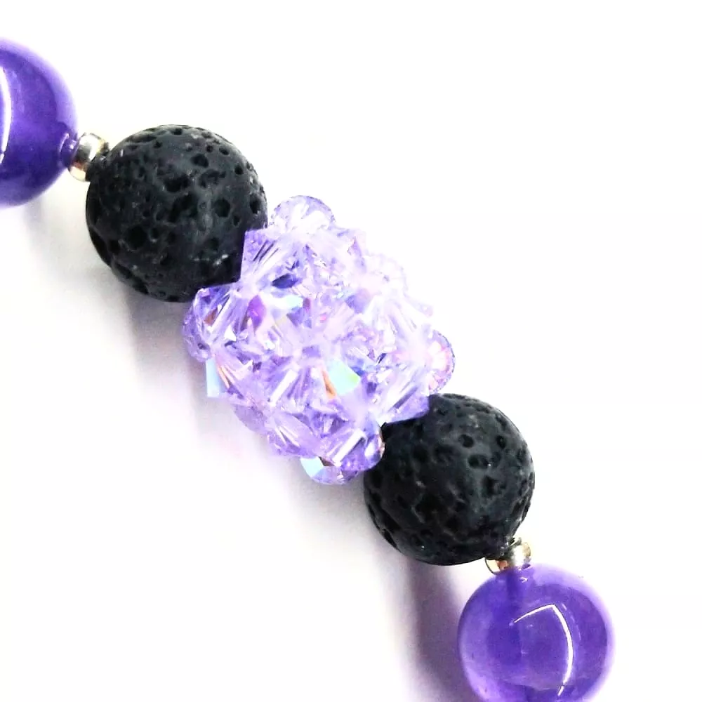 Glamorous Amethyst Gemstone Lava Rock Bracelet