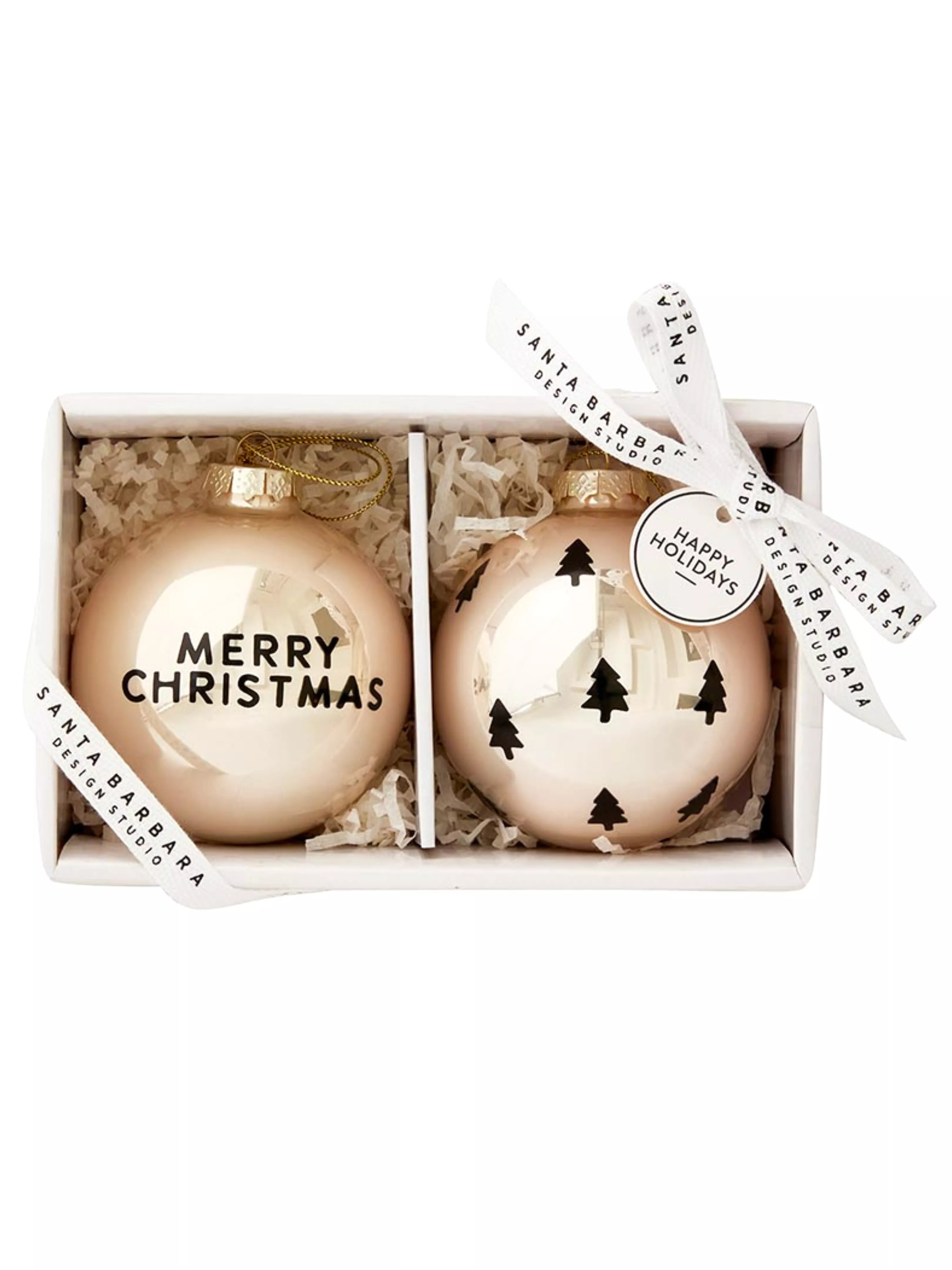 Glass Ornament Set Merry Xmas