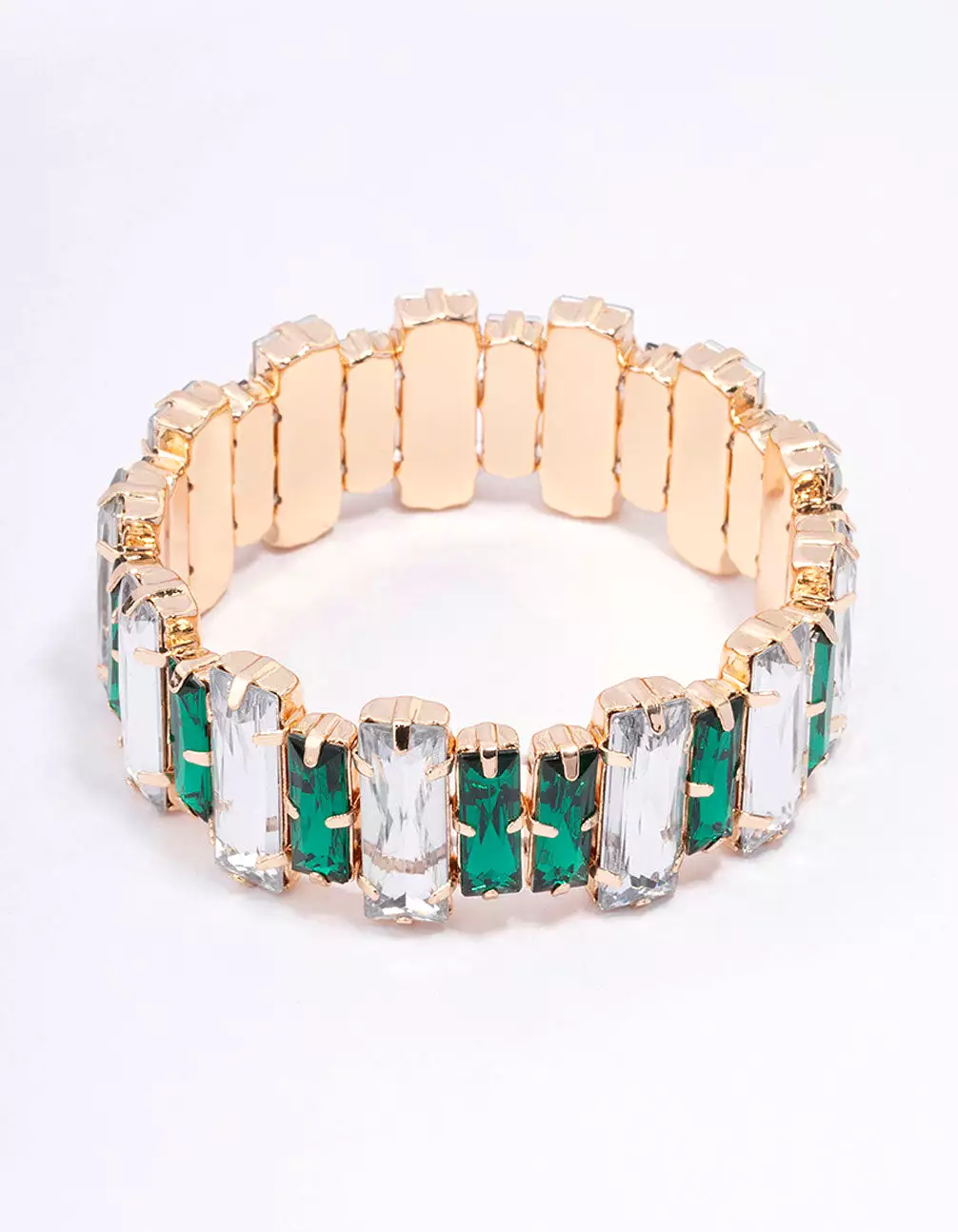 Gold & Green Rectangle Stretch Bracelet