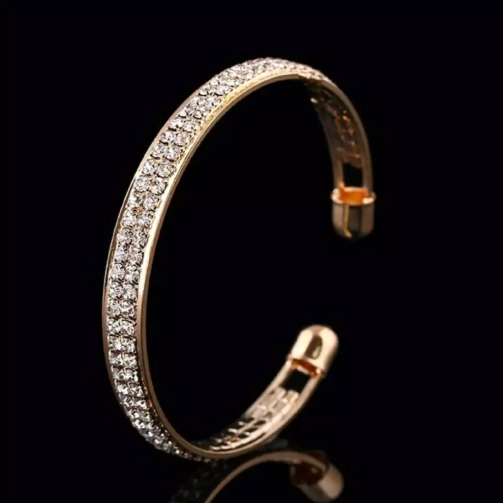 Gold and Crystal Cuff Bracelet