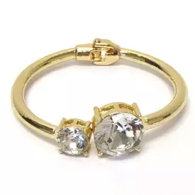 Gold and Crystal Stone Bangle Bracelet