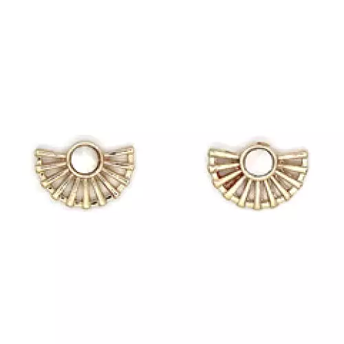 Gold And Mother Of Pearl Fan Shape Earrings