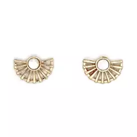 Gold And Mother Of Pearl Fan Shape Earrings