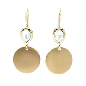 Gold And White Brushed Metal Drop Earrings