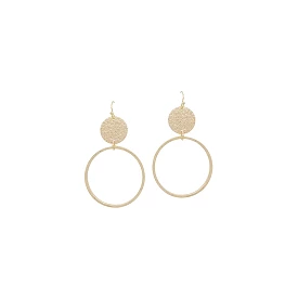 Gold Coin and Circle Earrings