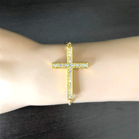 Gold Crystal Cross Adjustable Chain Bracelet