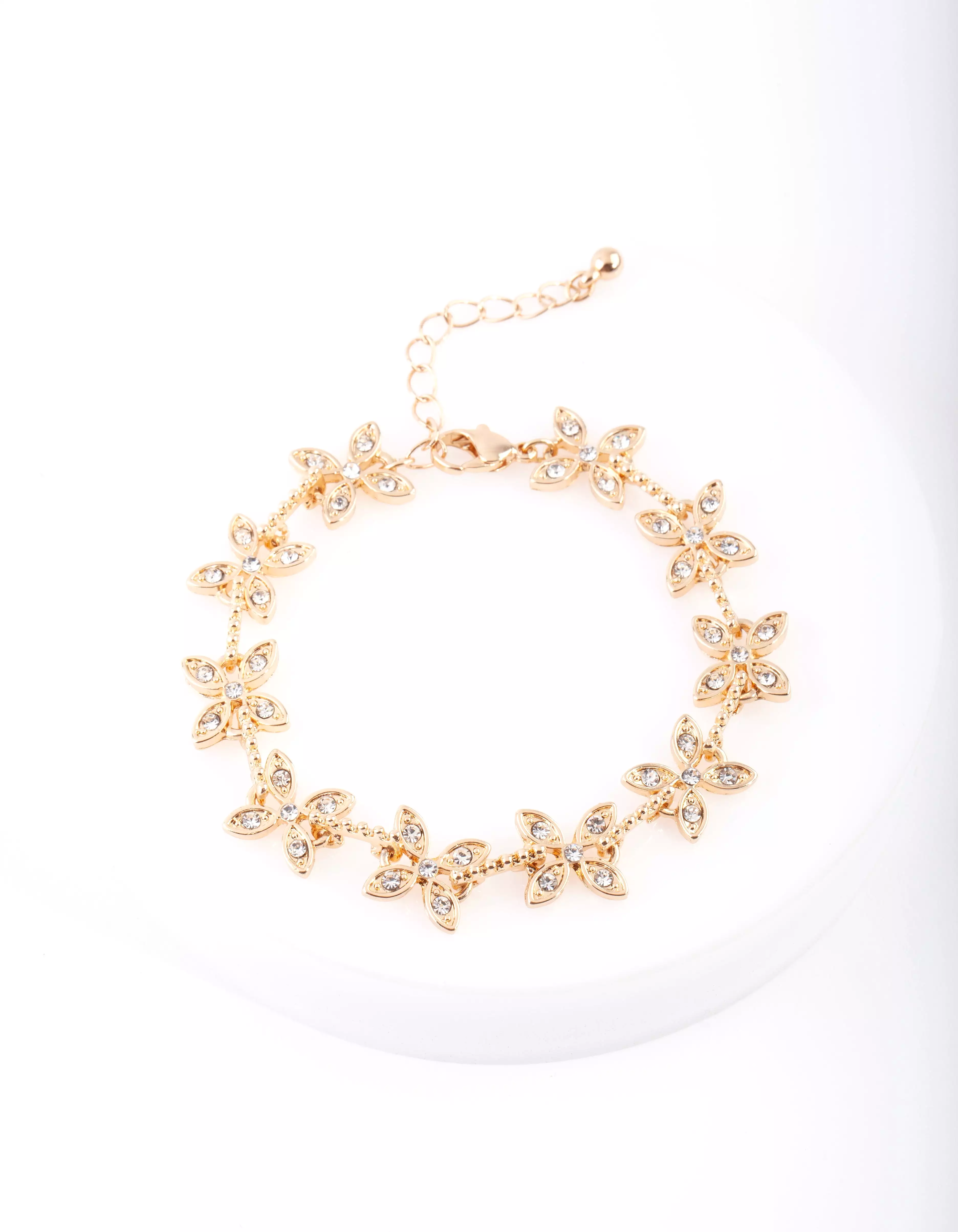 Gold Diamante Flower Bracelet