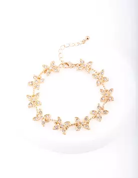 Gold Diamante Flower Bracelet