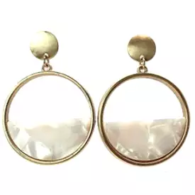 Gold Ivory Tortoise Shell Resin Drop Earrings