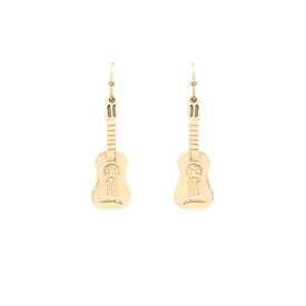 Gold Medium Guitar Earrings