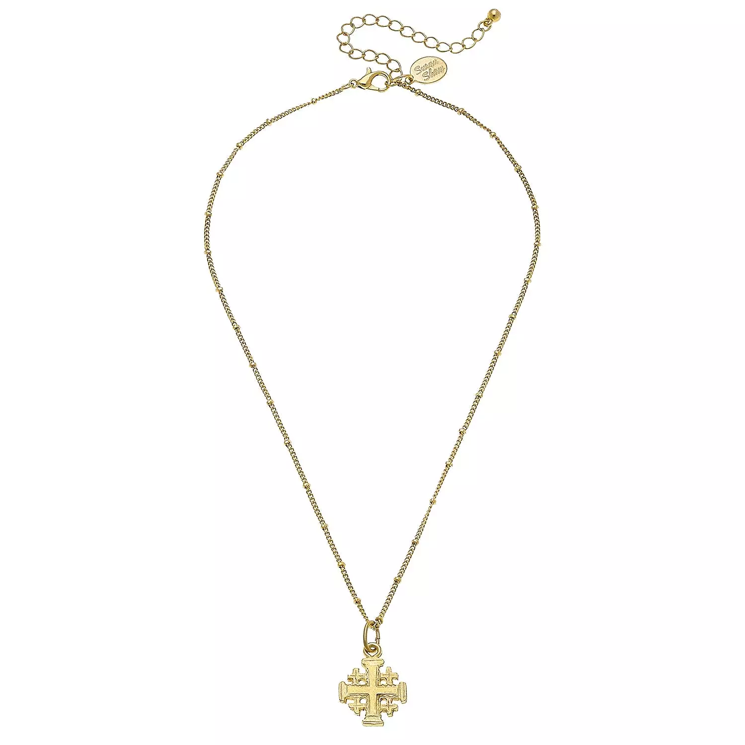 Gold Multi Cross on Beaded Chain Necklace