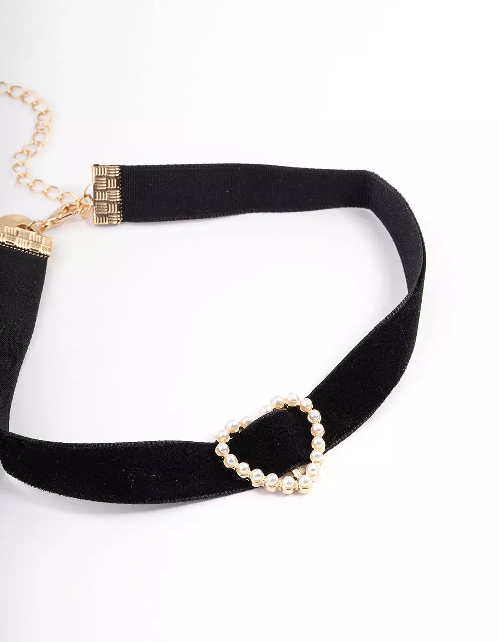 Gold Open Pearl Heart Choker