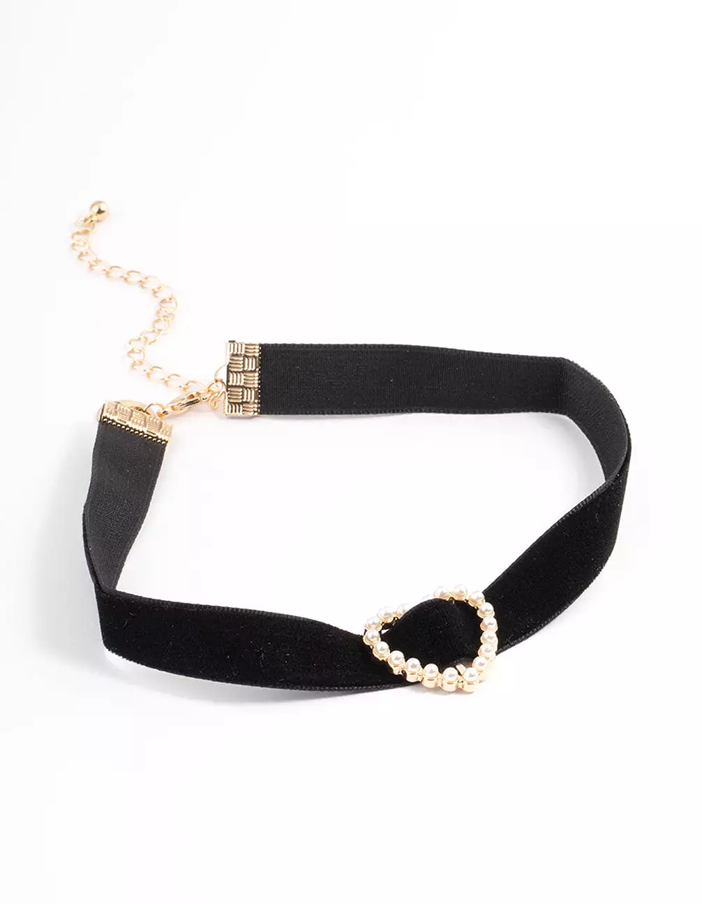 Gold Open Pearl Heart Choker