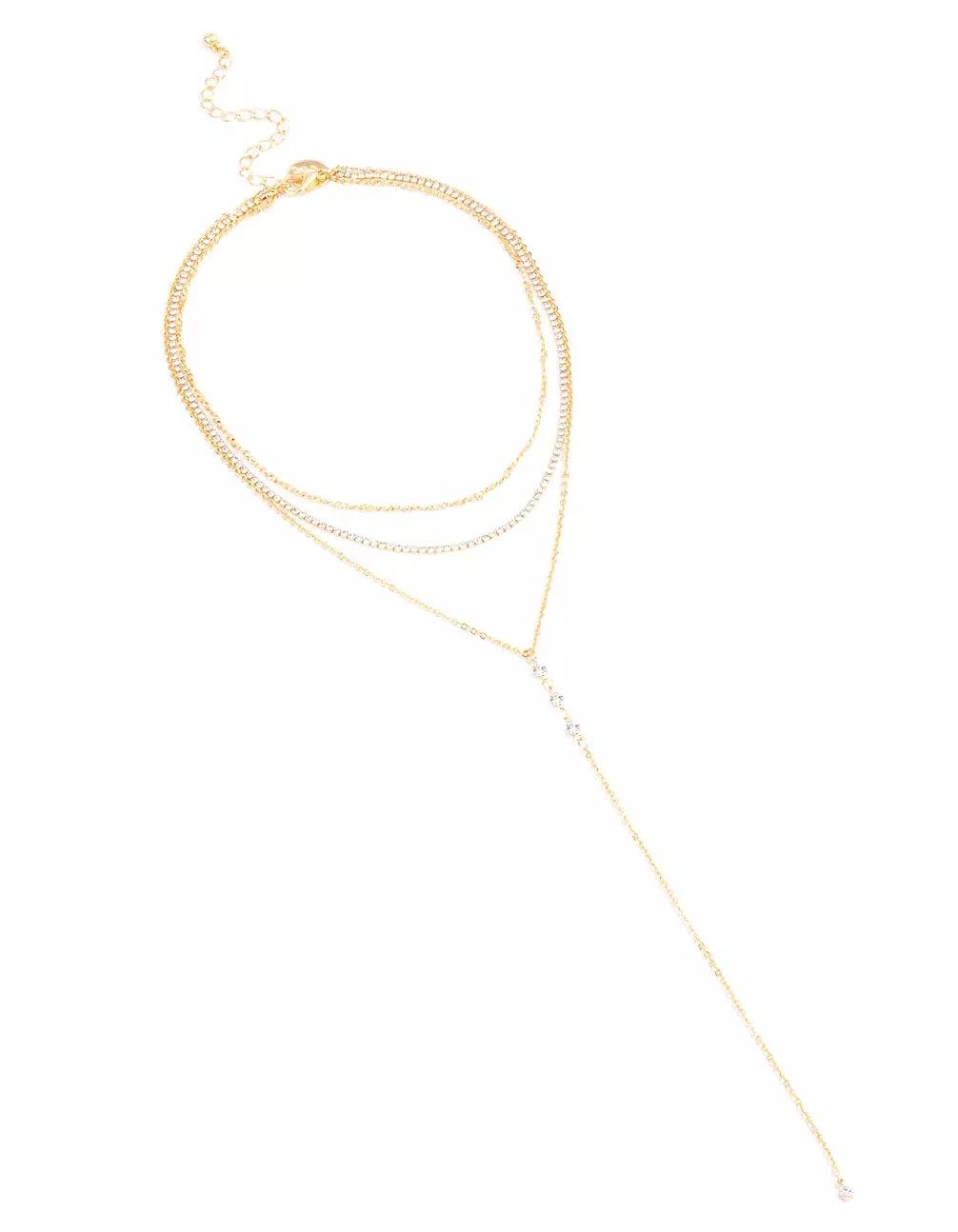 Gold Plated Cupchain Layered Y-Shape Necklace