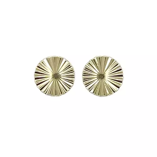 Gold Shiny Textured Round Stud Earrings