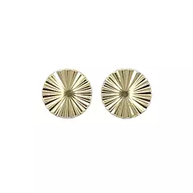 Gold Shiny Textured Round Stud Earrings