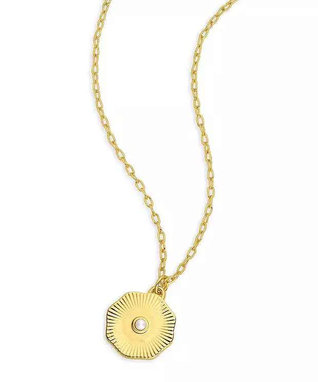 Gorjana Birthstone Coin Necklace - Pearl/Gold