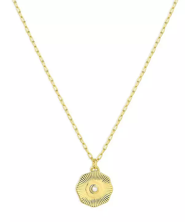 Gorjana Birthstone Coin Necklace - Pearl/Gold