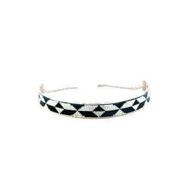 Handmade Beaded Choker Jo in Black, White