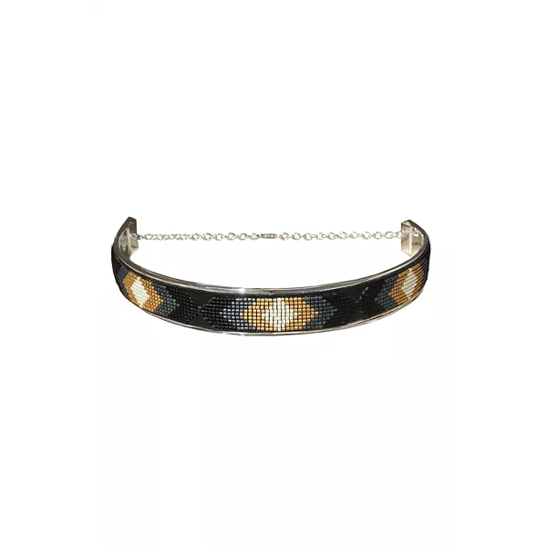 Handmade Beaded Choker Sammi in Black, Bronze