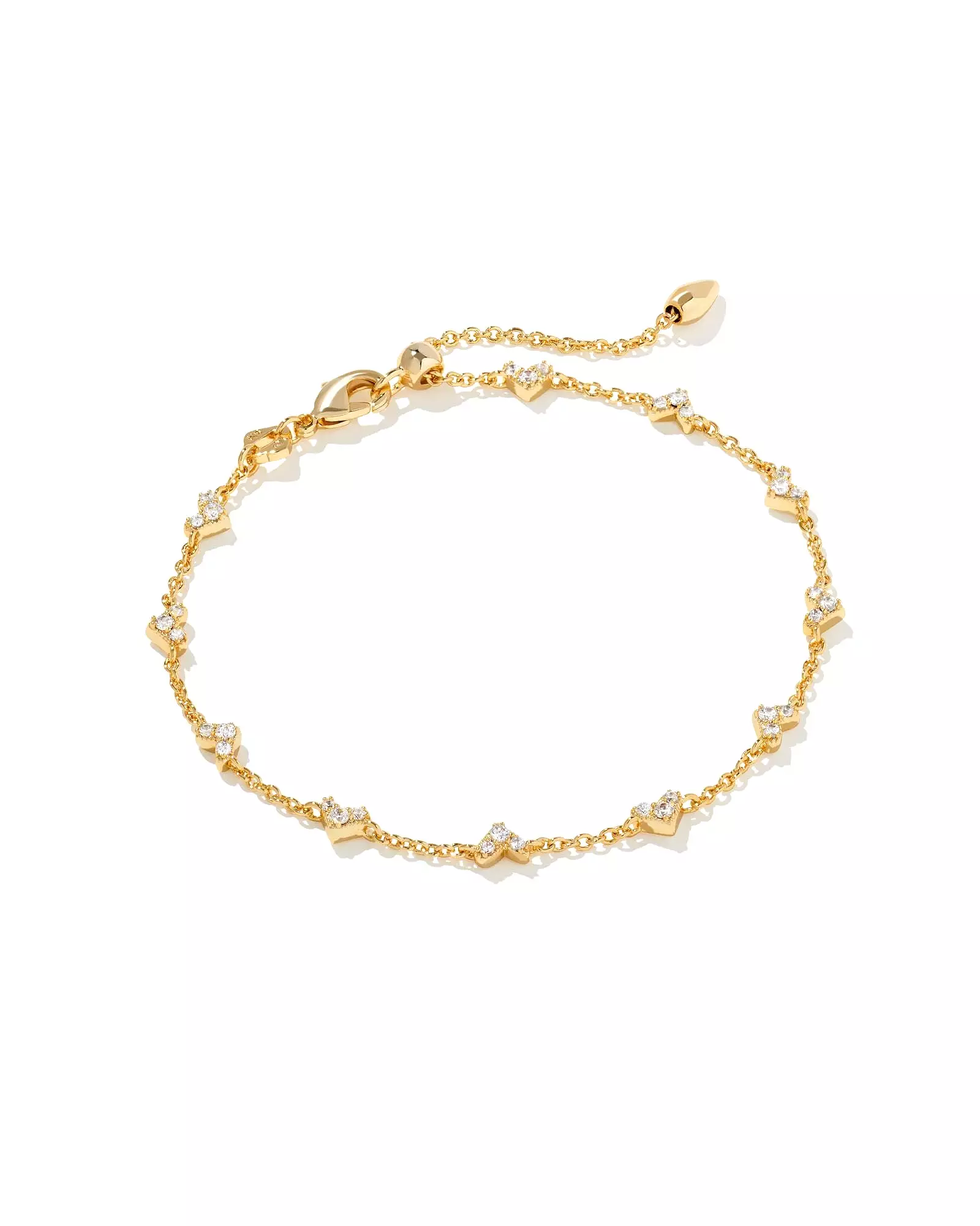 Haven Gold Crystal Heart Delicate Chain Bracelet