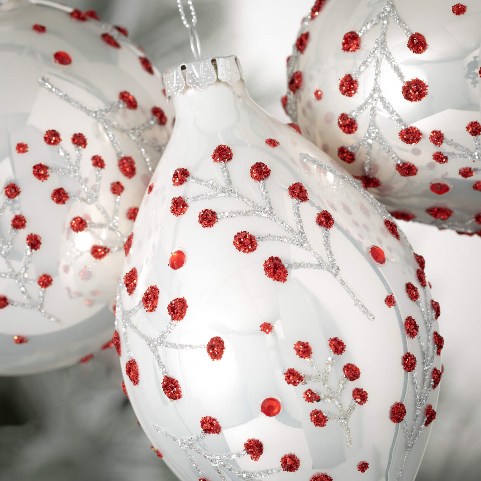 Holly Berry Ornament Set Of 3