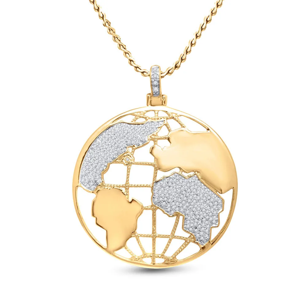 Keene Jewelers 10kt Yellow Gold Mens Round Diamond Globe World Charm Pendant 5/8 Cttw