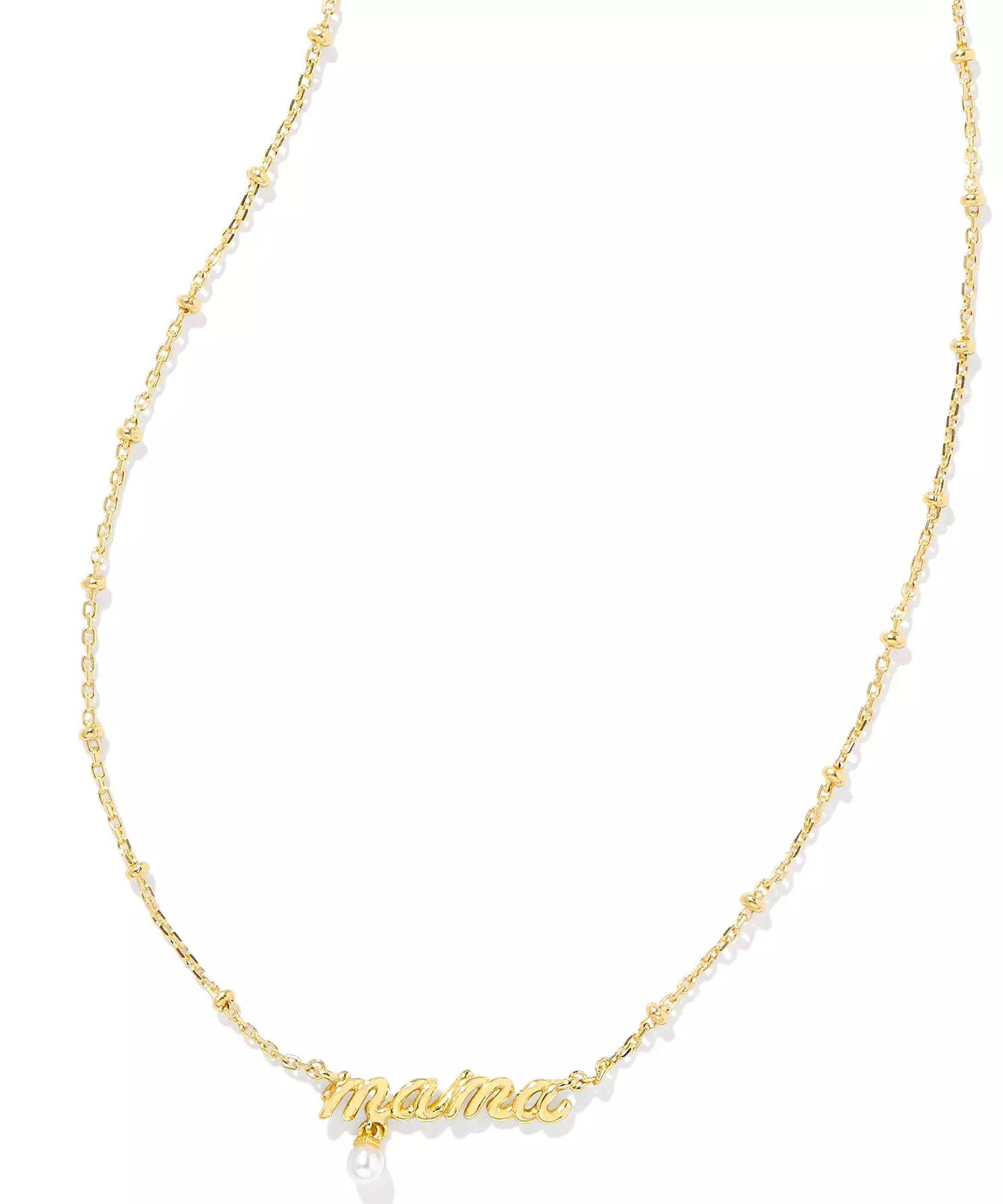 Kendra Scott Mama Script Pendant Necklace - Gold/White Pearl OR Silver/White Pearl