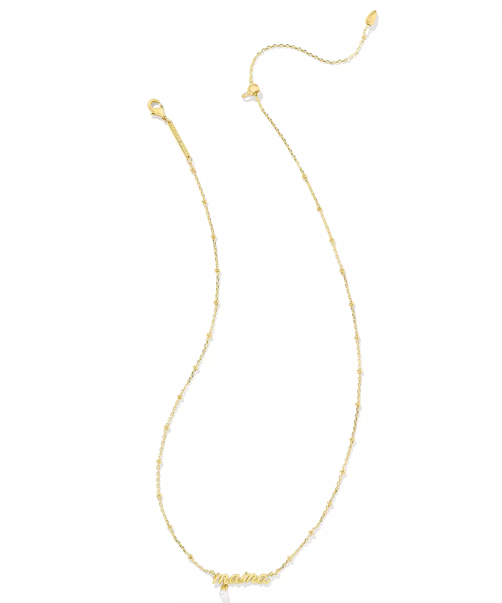 Kendra Scott Mama Script Pendant Necklace - Gold/White Pearl OR Silver/White Pearl