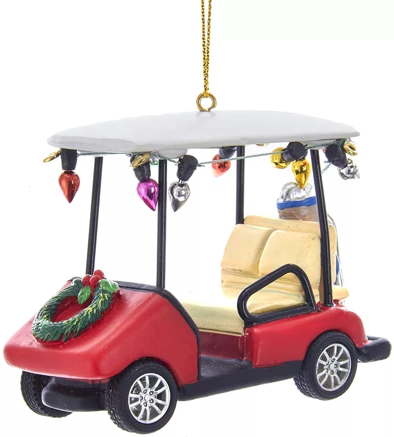 Kurt Adler 3.5 RESIN GOLF CART W/WREATH ORNAMENT