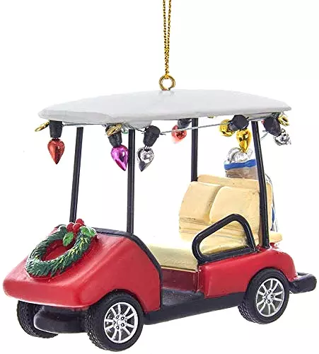 Kurt Adler 3.5 RESIN GOLF CART W/WREATH ORNAMENT