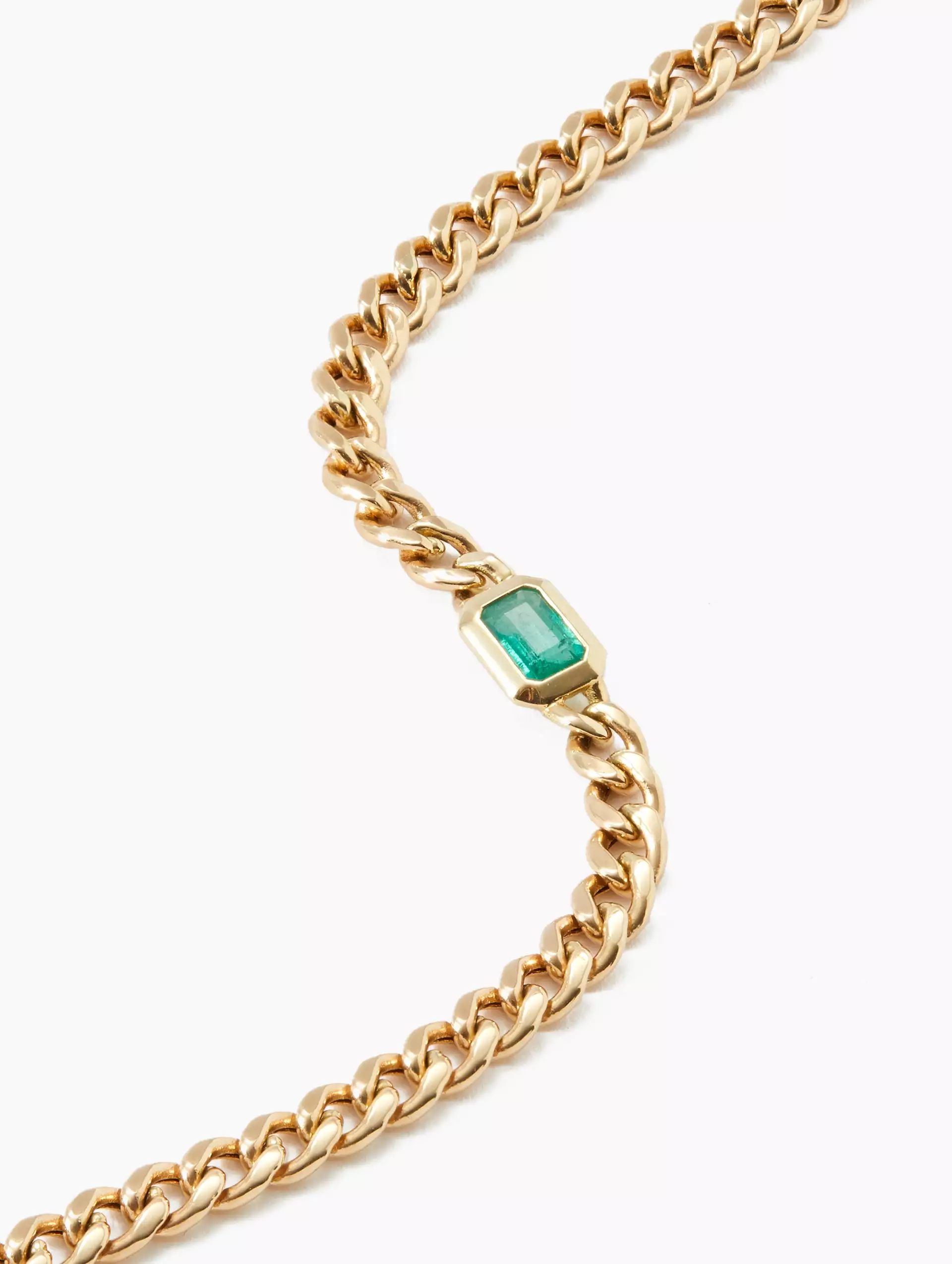 Medium Curb Chain Emerald Bezel Bracelet