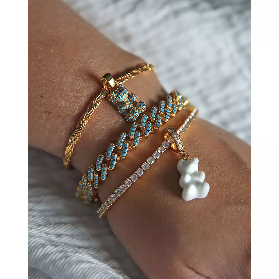 Mexican Chain Bracelet, Mykonos blue