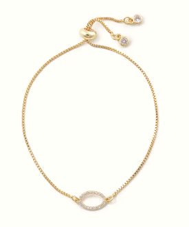 Mia Golden Slider Bracelet - Crystal Oval