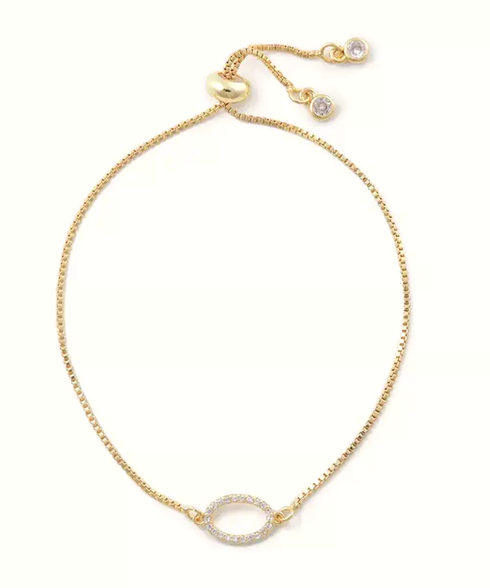 Mia Golden Slider Bracelet - Crystal Oval