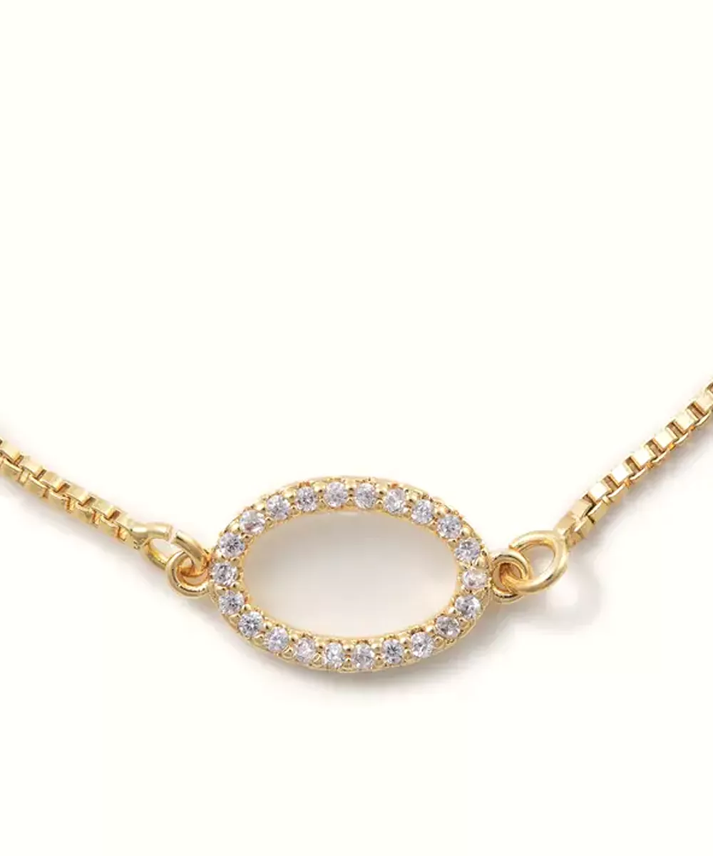 Mia Golden Slider Bracelet - Crystal Oval