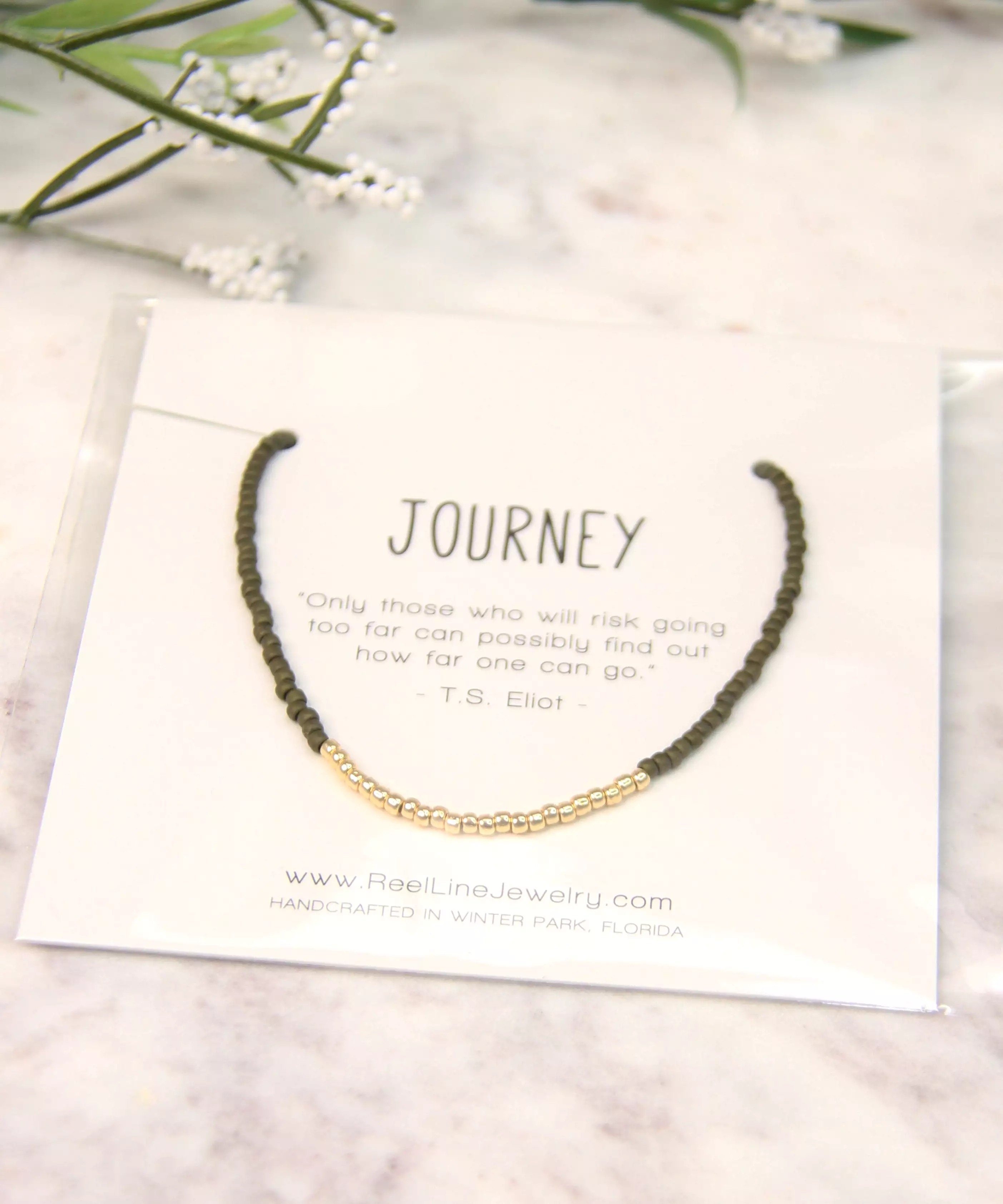 Minimalist Bracelet, Journey - Olive Green/Gold