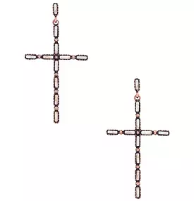 Multi Stone Pattern Cross Metal Earring