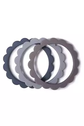 Mushie - Flower Bracelet 3/pack - Dove Gray/steel/stone