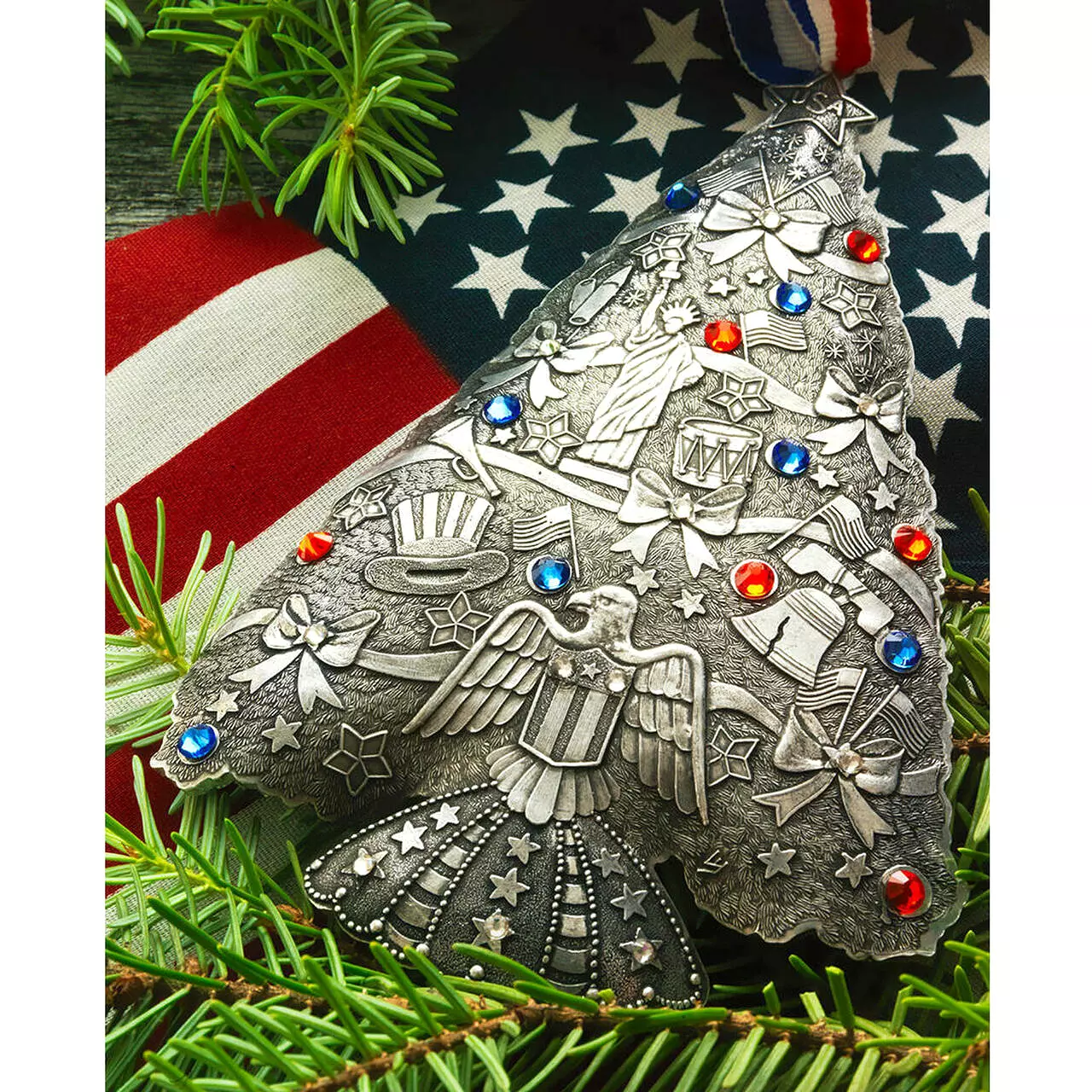 NEW! Americana O Christmas Tree Ornament (Aluminum) by Wendell August Made in USA