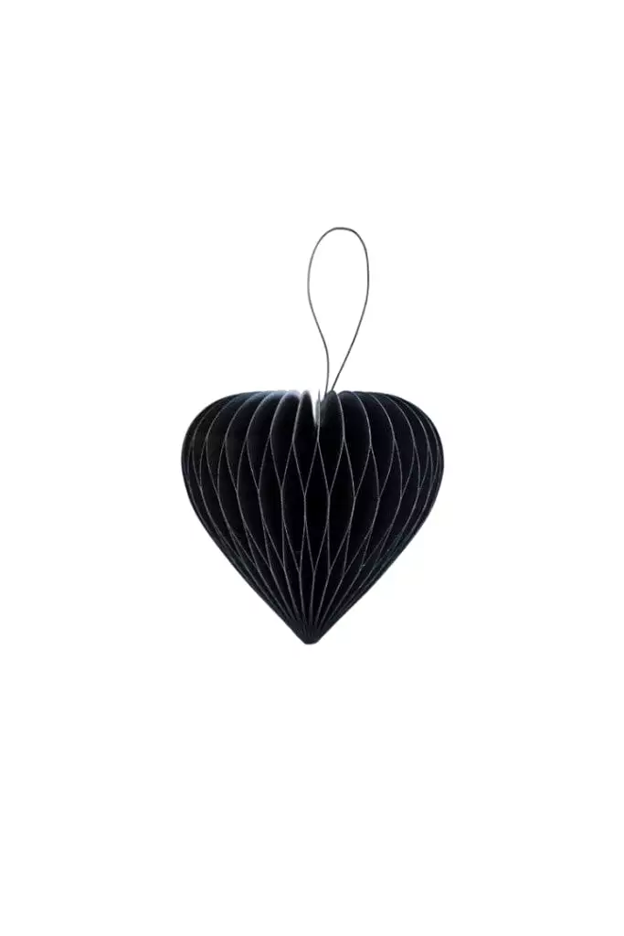 Nordic Rooms - Christmas Ornament - Paper Heart - 9cm - Midnight Haze