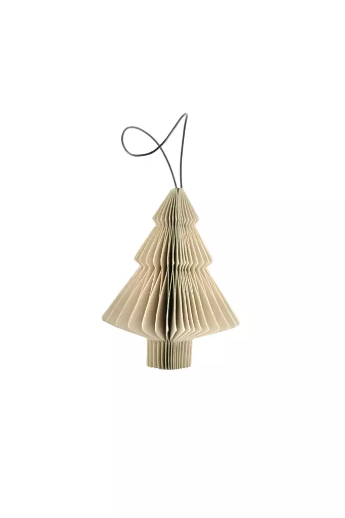 Nordic Rooms - Christmas Ornament - Paper Tree - 10cm - Linen