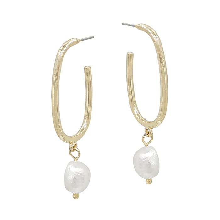 Oval Hoop Pearl Detail Earrings